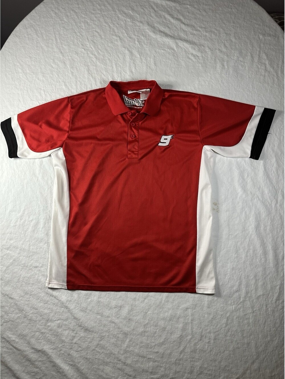 Vintage Nascar Mens Polo Short Sleeve XL Red White 9 Bud